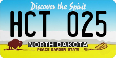 ND license plate HCT025