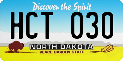 ND license plate HCT030