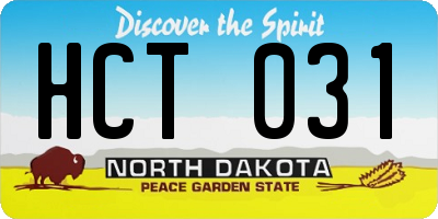 ND license plate HCT031