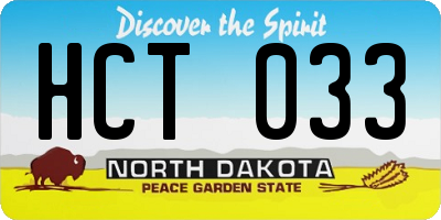 ND license plate HCT033