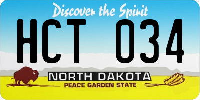 ND license plate HCT034