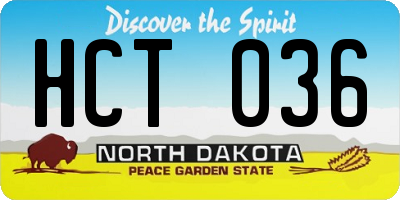 ND license plate HCT036