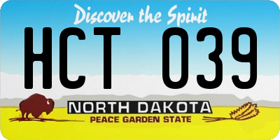 ND license plate HCT039