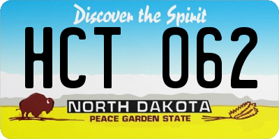 ND license plate HCT062