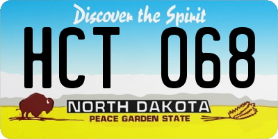 ND license plate HCT068