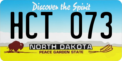 ND license plate HCT073