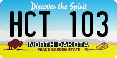 ND license plate HCT103