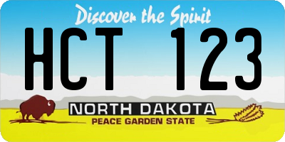 ND license plate HCT123