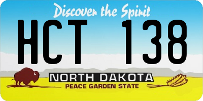 ND license plate HCT138