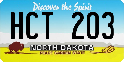 ND license plate HCT203