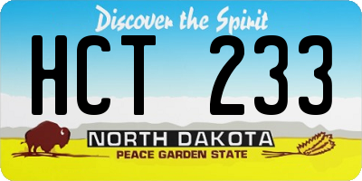 ND license plate HCT233
