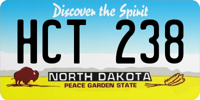 ND license plate HCT238