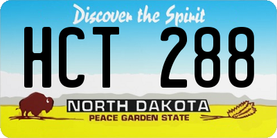 ND license plate HCT288