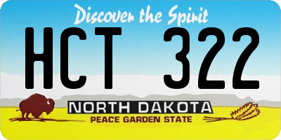 ND license plate HCT322