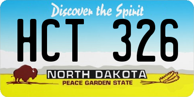ND license plate HCT326