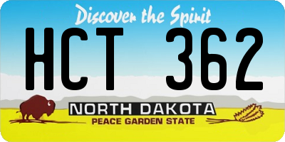 ND license plate HCT362