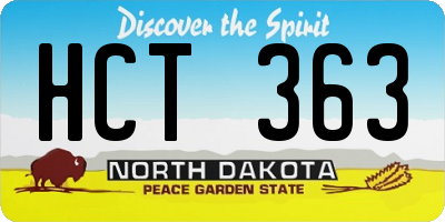 ND license plate HCT363