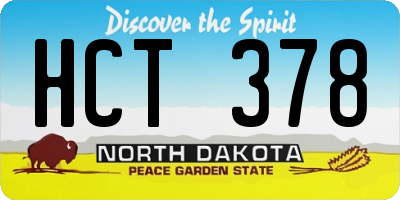 ND license plate HCT378