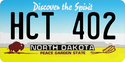 ND license plate HCT402