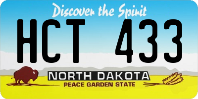 ND license plate HCT433