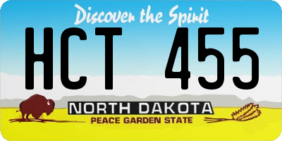 ND license plate HCT455
