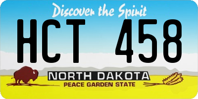 ND license plate HCT458