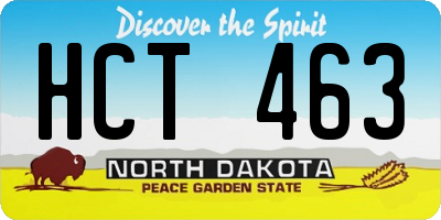 ND license plate HCT463