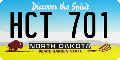 ND license plate HCT701