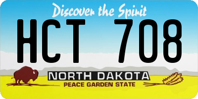 ND license plate HCT708
