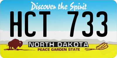 ND license plate HCT733