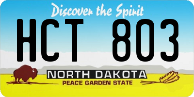 ND license plate HCT803