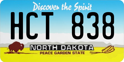 ND license plate HCT838