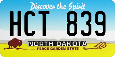 ND license plate HCT839