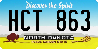 ND license plate HCT863