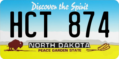 ND license plate HCT874