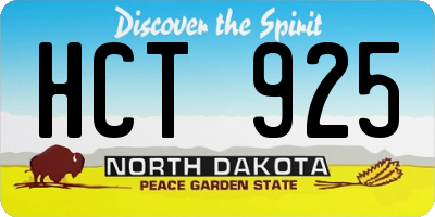 ND license plate HCT925