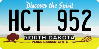 ND license plate HCT952