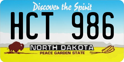 ND license plate HCT986