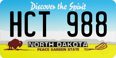 ND license plate HCT988