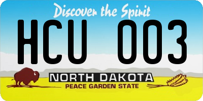ND license plate HCU003