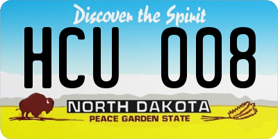 ND license plate HCU008