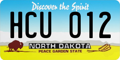 ND license plate HCU012