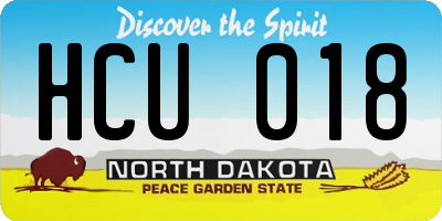 ND license plate HCU018