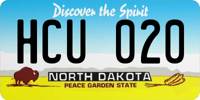 ND license plate HCU020