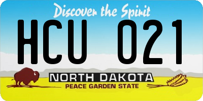 ND license plate HCU021