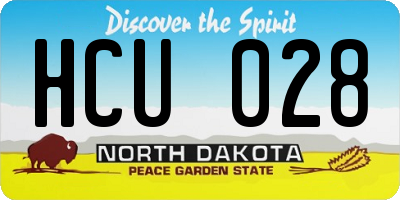 ND license plate HCU028
