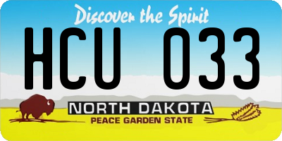 ND license plate HCU033