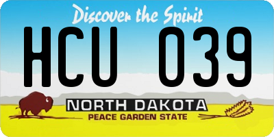 ND license plate HCU039