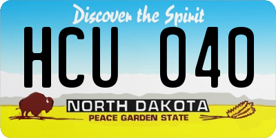 ND license plate HCU040