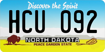 ND license plate HCU092